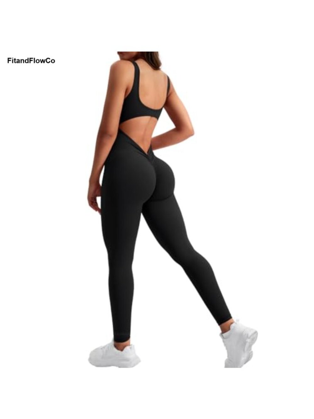 Sleeveless Backless Bodycon Jumpsuit Moisture Wicking Tummy Control Gym